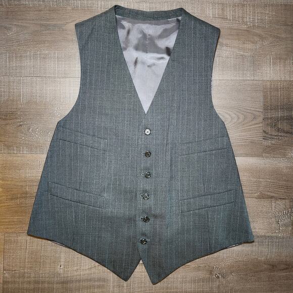 BROOKS BROTHERS Men’s 3-Piece Suit Jacket Vest Pants 42R Grey Wool Striped USA - Picture 3 of 16